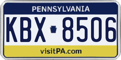 PA license plate KBX8506