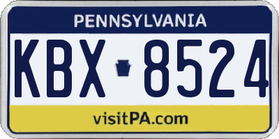 PA license plate KBX8524