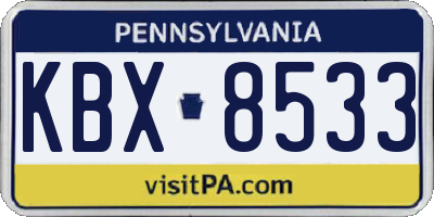 PA license plate KBX8533