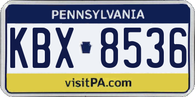 PA license plate KBX8536