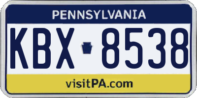PA license plate KBX8538