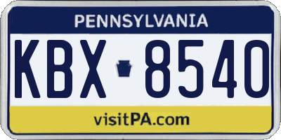PA license plate KBX8540