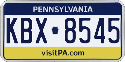PA license plate KBX8545