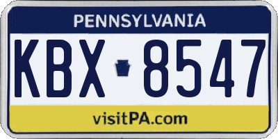 PA license plate KBX8547