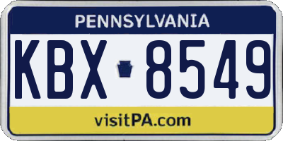 PA license plate KBX8549