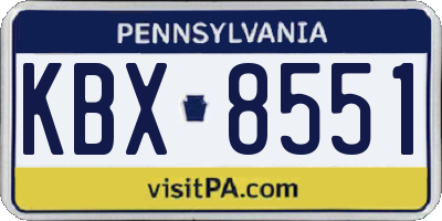 PA license plate KBX8551