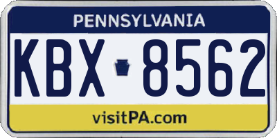 PA license plate KBX8562