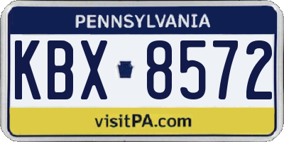 PA license plate KBX8572