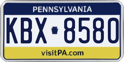 PA license plate KBX8580