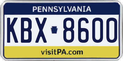 PA license plate KBX8600