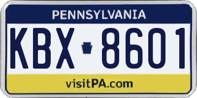 PA license plate KBX8601