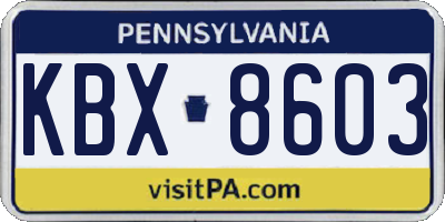 PA license plate KBX8603