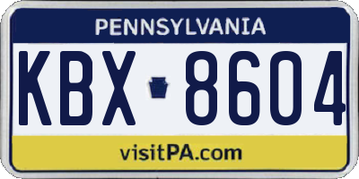 PA license plate KBX8604