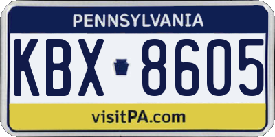 PA license plate KBX8605