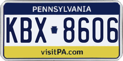 PA license plate KBX8606
