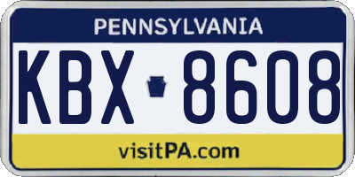 PA license plate KBX8608