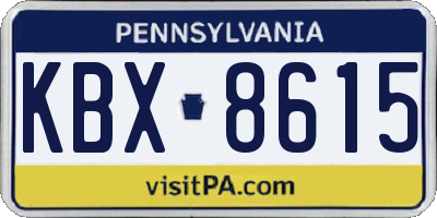 PA license plate KBX8615