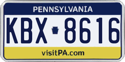 PA license plate KBX8616