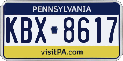 PA license plate KBX8617