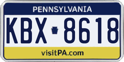 PA license plate KBX8618
