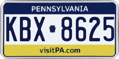 PA license plate KBX8625