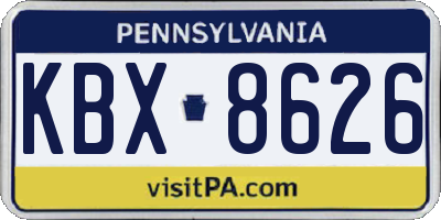 PA license plate KBX8626