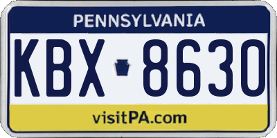 PA license plate KBX8630