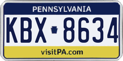 PA license plate KBX8634