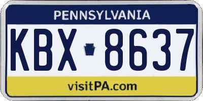 PA license plate KBX8637