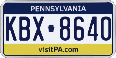 PA license plate KBX8640
