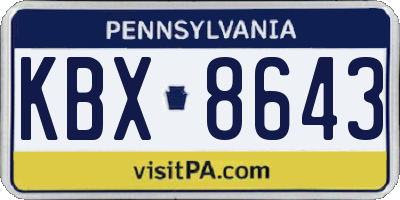 PA license plate KBX8643