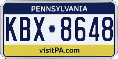 PA license plate KBX8648