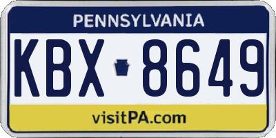 PA license plate KBX8649