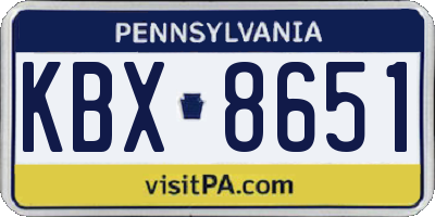 PA license plate KBX8651