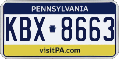 PA license plate KBX8663