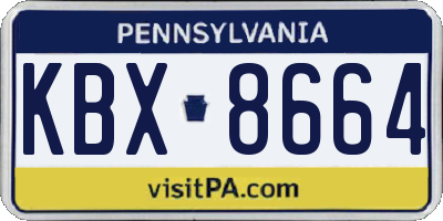PA license plate KBX8664