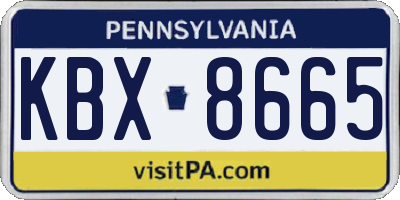 PA license plate KBX8665
