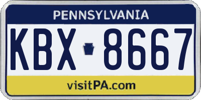 PA license plate KBX8667