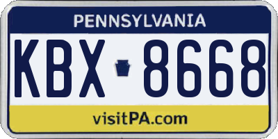 PA license plate KBX8668