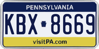 PA license plate KBX8669