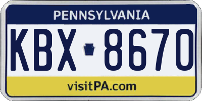 PA license plate KBX8670
