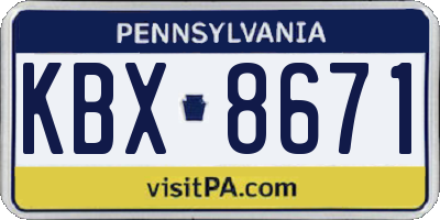 PA license plate KBX8671