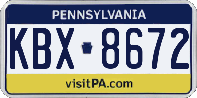 PA license plate KBX8672