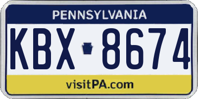 PA license plate KBX8674