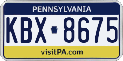 PA license plate KBX8675
