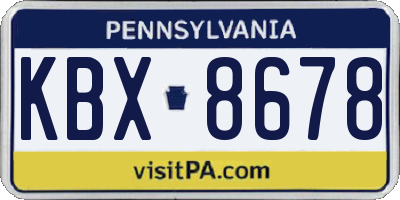PA license plate KBX8678