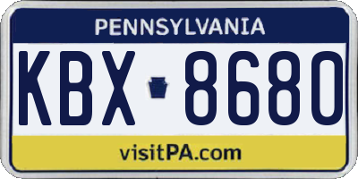 PA license plate KBX8680