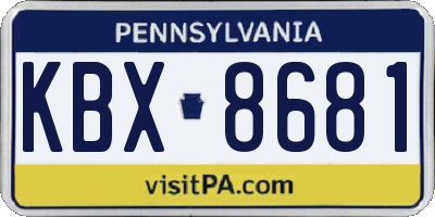 PA license plate KBX8681