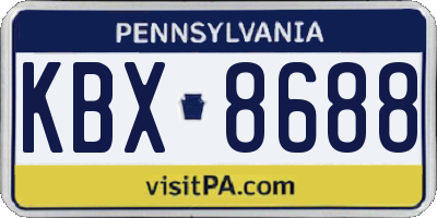 PA license plate KBX8688