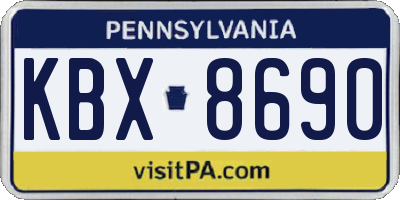 PA license plate KBX8690